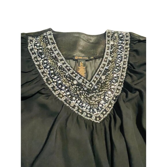Grass Collection Black Batwing Blouse With Embellished Neckline Women’s Small - Picture 3 of 9